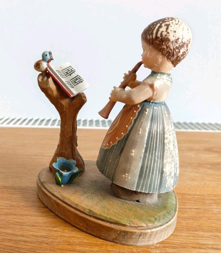 Vintage carved wooden girl - vintage,